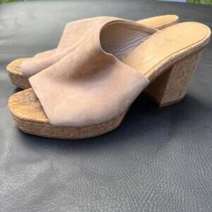 VINCE Wyatt Cork Block Heel Platform Mule Slides Suede 9 US‎ / 39.5 EU